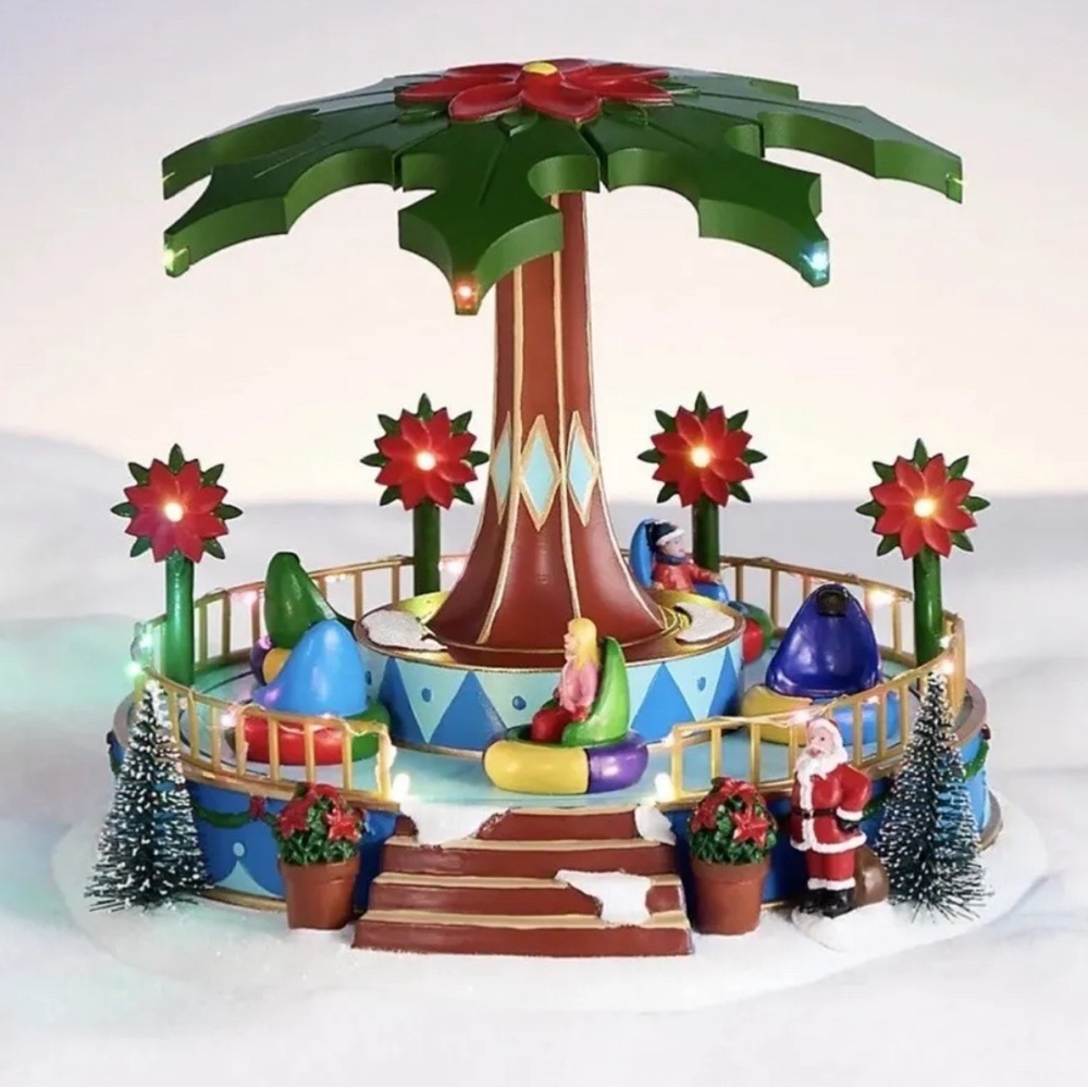 NEW St Nicholas Square Christmas Village Illuminated Music Motion Amusement Park